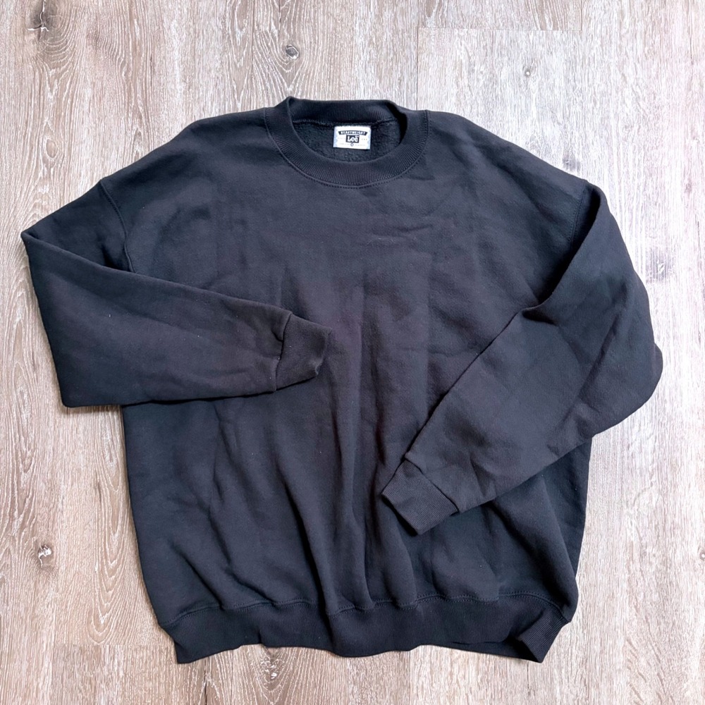 Vintage Lee Heavyweight Sweatshirt Black Crewneck Made in USA Mens 2X Fleece